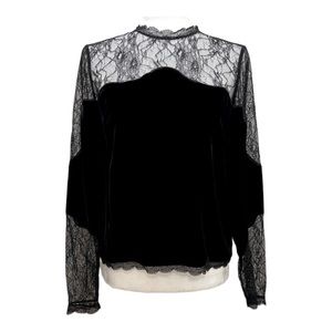 Joie Cassina Velvet & Lace Keyhole Blouse XS